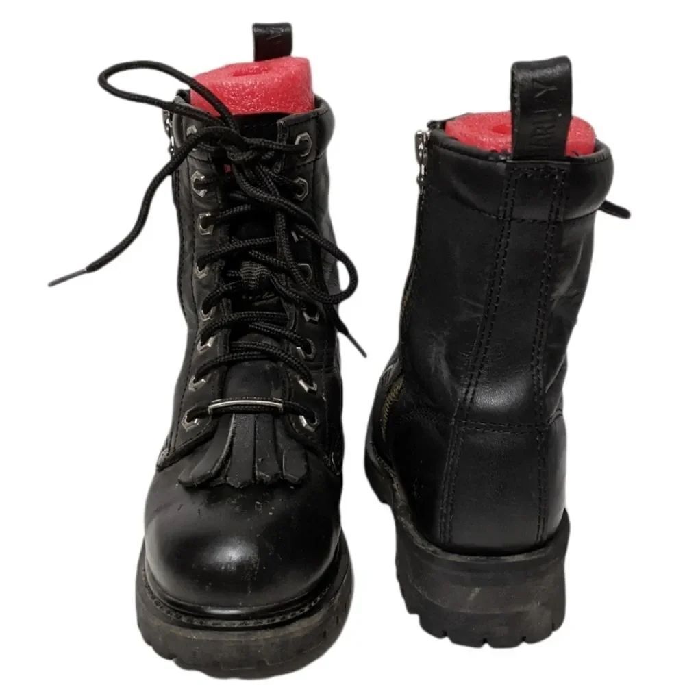 HARLEY DAVIDSON Leather Moto Logger Kiltie Boots 6